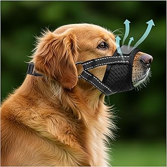 Dog Muzzle for Large Dogs – Breathable Air Mesh Muzzle for Large Sized Dog