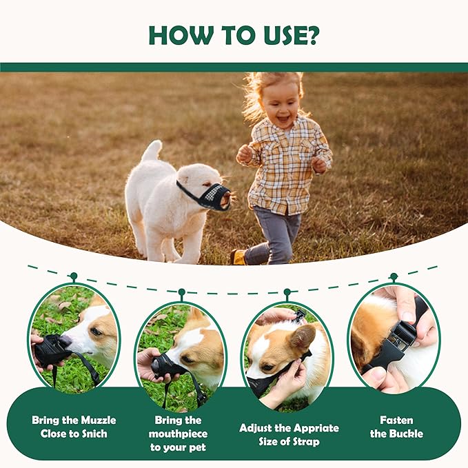 Dog Muzzle for Large Dogs – Breathable Air Mesh Muzzle for Large Sized Dog